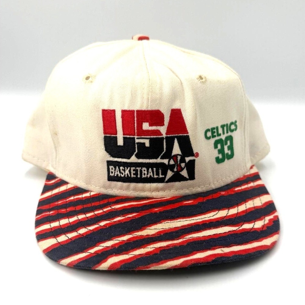 Vintage AJD USA Basketball Snapback‎ Hat Larry Bird Celtics 33 1992 Dream Team